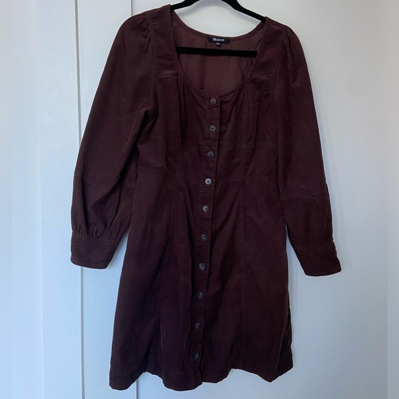 Madewell long sleeve maroon corduroy dress - Picture 1 of 3